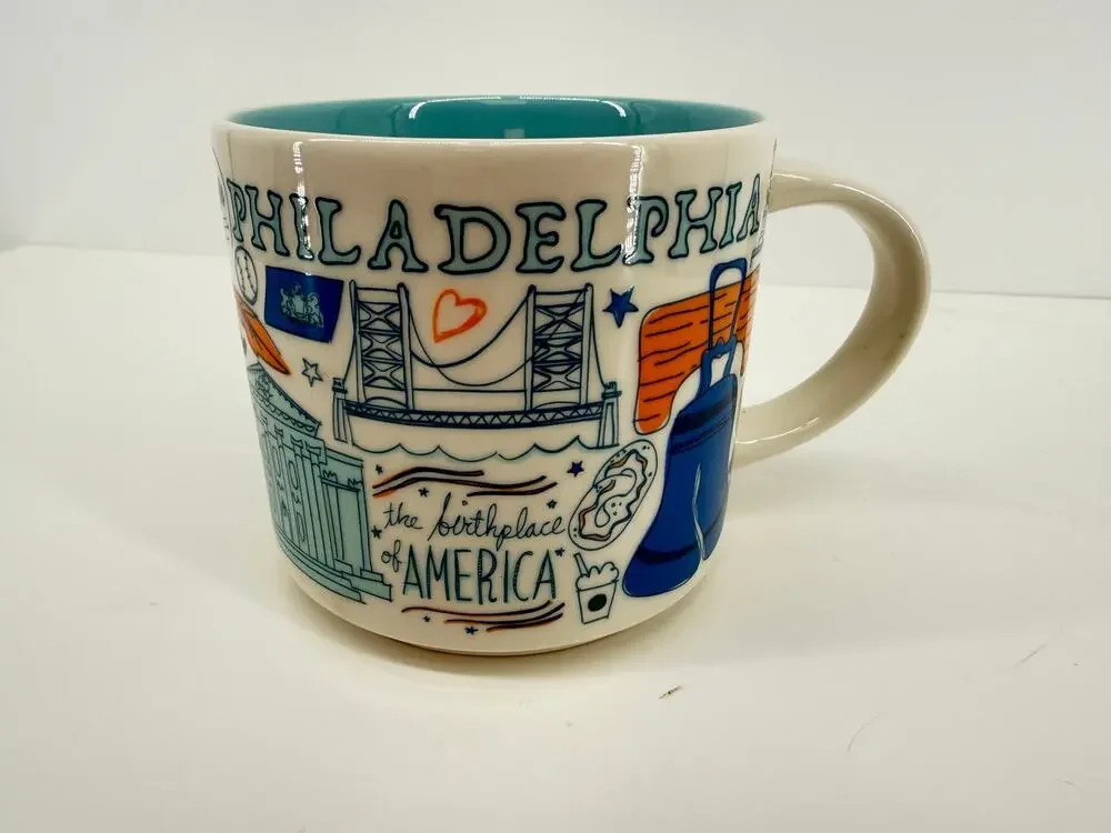 Starbucks Philadelphia Been There Series Coffee Mug Liberty Bell Travel 14 Oz